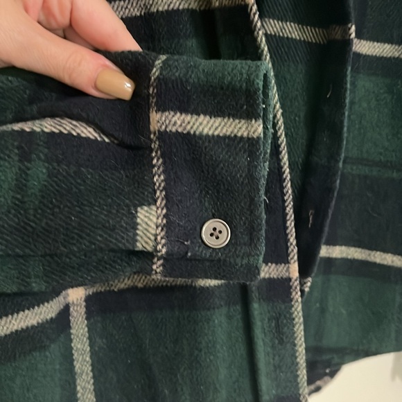 PS/LA Flannel Jacket Green Navy Blue Stripes Plaid Size M/L Unisex - Picture 3 of 7